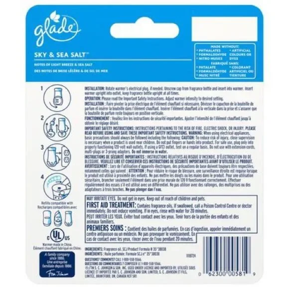 Glade plugIns sky & sea salt air freshener scented oil 2 warmers 2 refills NEW - Picture 5 of 6